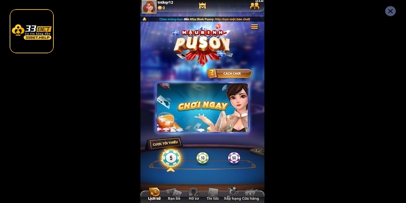 Chọn phòng Mậu Binh 33bet phù hợp