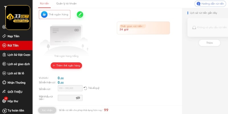 Rút tiền Mậu Binh 33bet siêu hiện đại